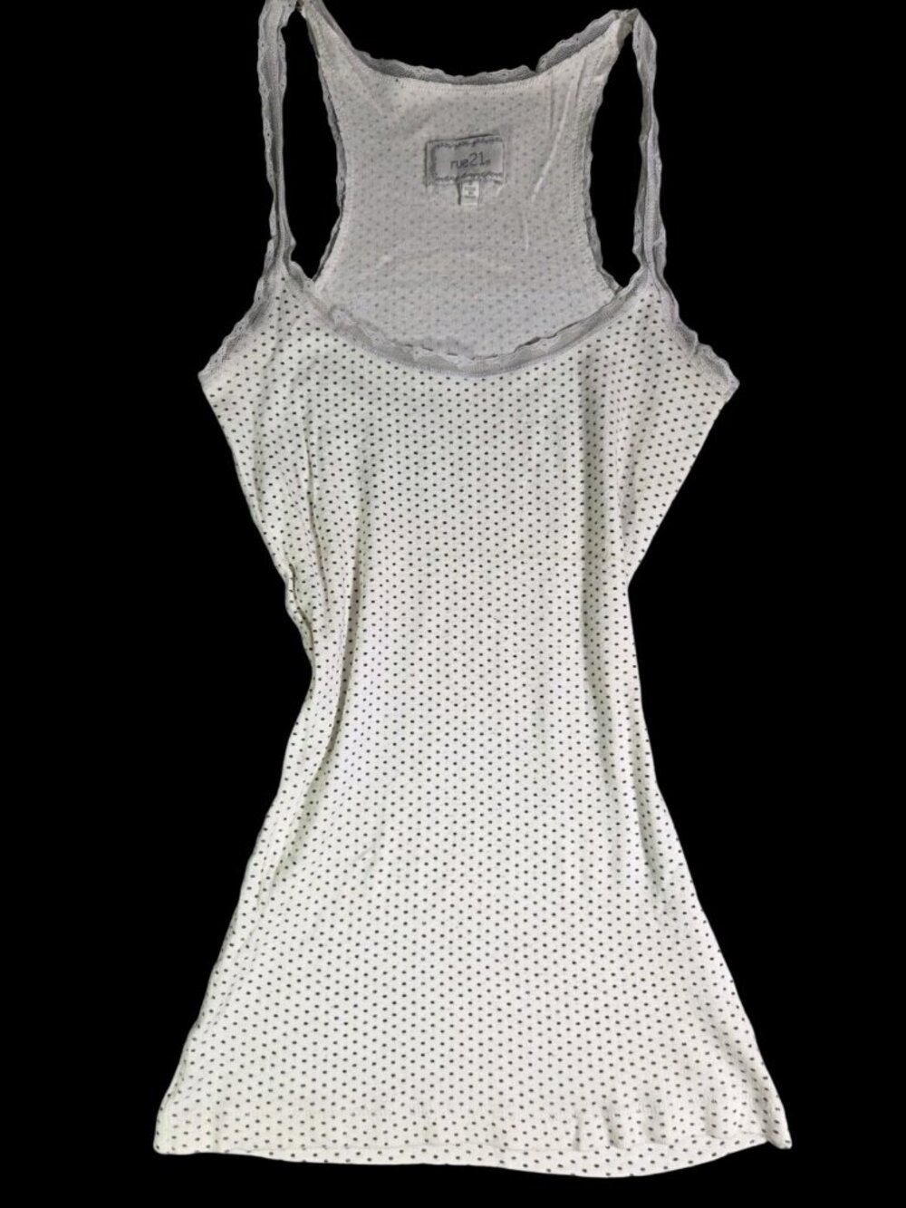 Vintage Y2K Rue21 Polka Dot Lace White Cami Sz S Bella Swan Twilight Coquette